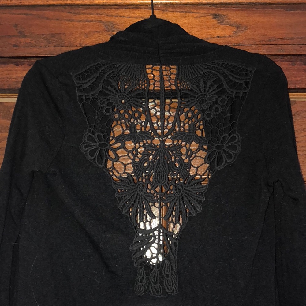 Kimchi Blue Lace Back Black Cardigan Size L
